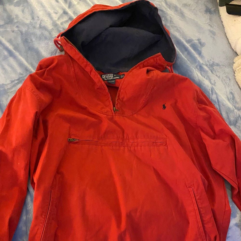 Polo by Ralph Lauren Red and Navy fun Spring quarter-zip pullover!